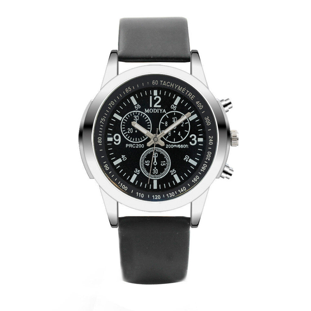 Watch Men Three Eye Watches Quartz Men Watch Glass Belt Watch For Men Relogio Masculino ???? ??????? ????????
