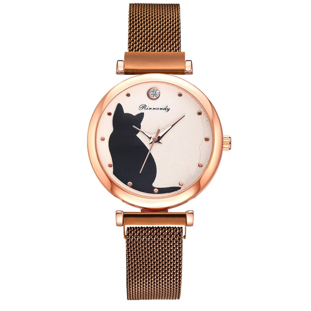 Watch Women Quartz Wristwatch Mesh Bracelet Cat Dial Woman Watch Casual Ladies Clock Relogio Femenino