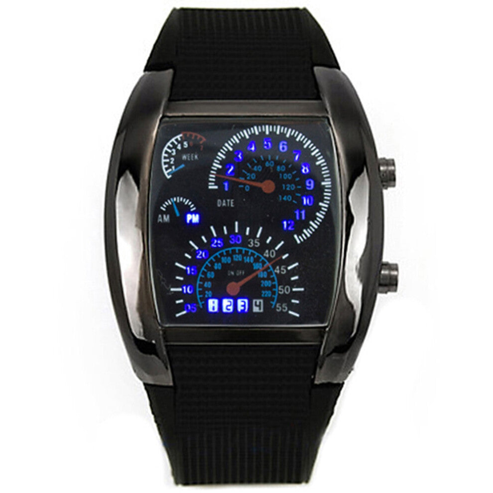 LED Digital Watch Men Watch Electronic Watch Aviation Speedometer Sports Meter Dial Wrist Watch horloges manne Air Meter Clock