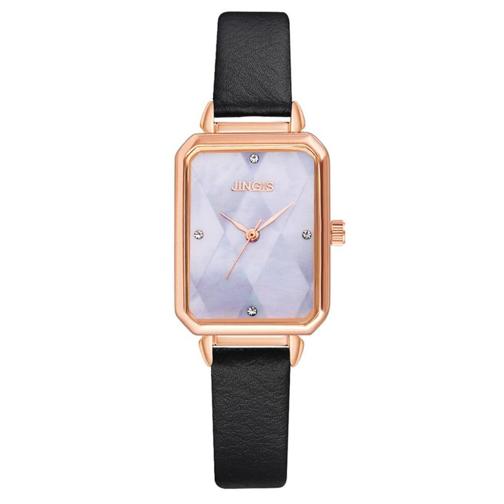 Casual Women Romantic Rectangular Dial Wrist Watch Leather Rhinestone Ladies Clock Dress Gfit Montre Femme