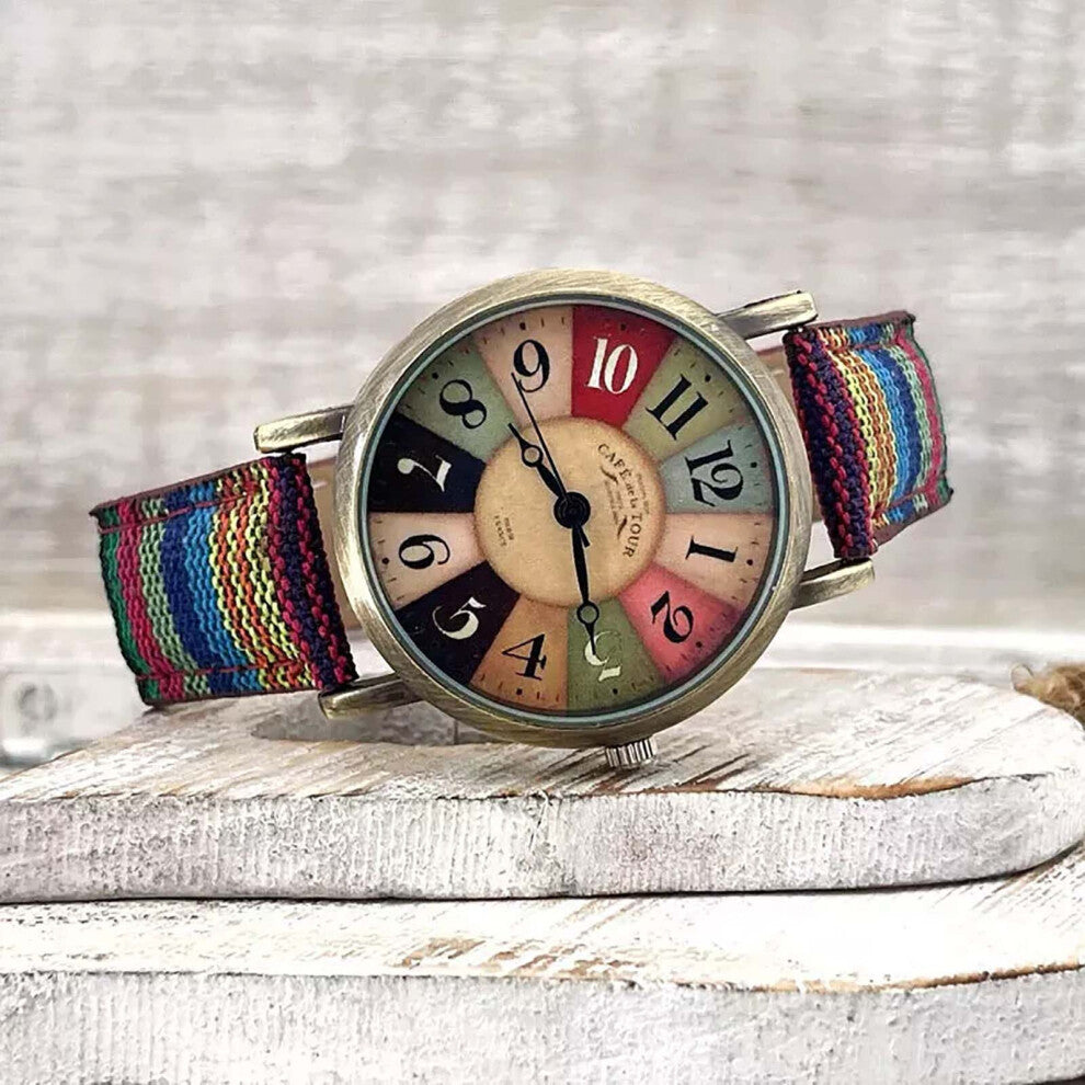 Leather Watch Women Watch for Elderly WATCHES FOR WOMEN WITH MULTICOLOUR RAINBOW PATTERN