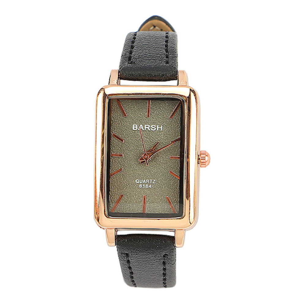 Retro Quartz Leather Strap Rectangle Watch Casual Retro Small Square Wheat Ear Printing women Watch