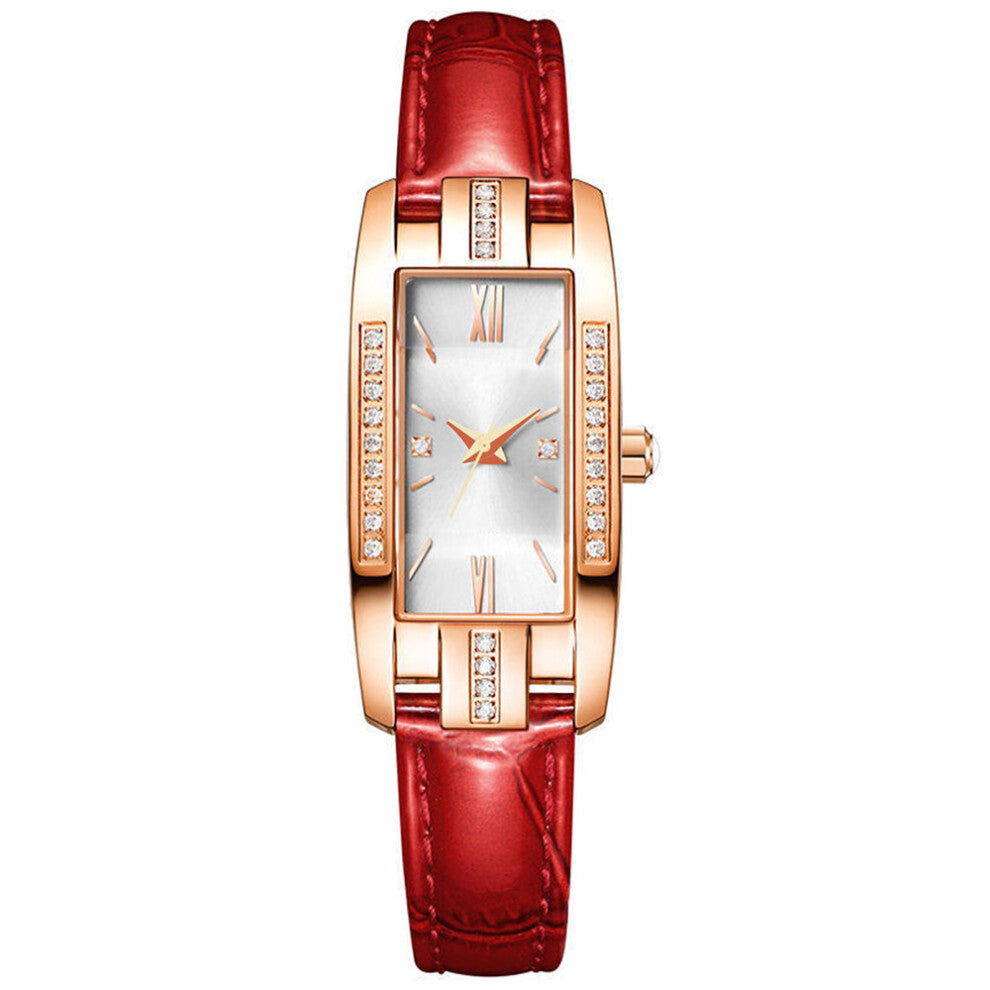 Red Strap Diamond Small Square Women's Watches Retro Women's Wristwatch Decorative Wrist Watch for Women