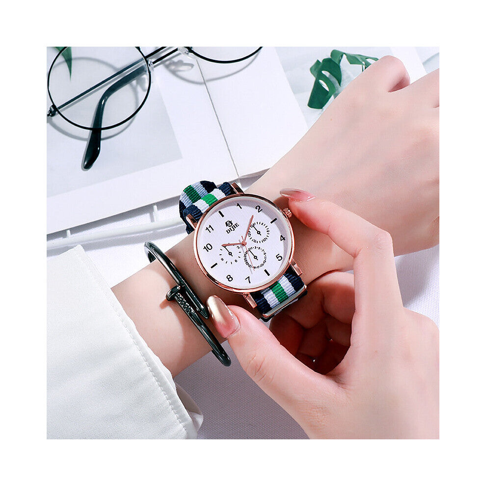 Women Watch Canvas Strap Quartz Ladies Wristwatch Nylon Watches For Female Rainbow Gift