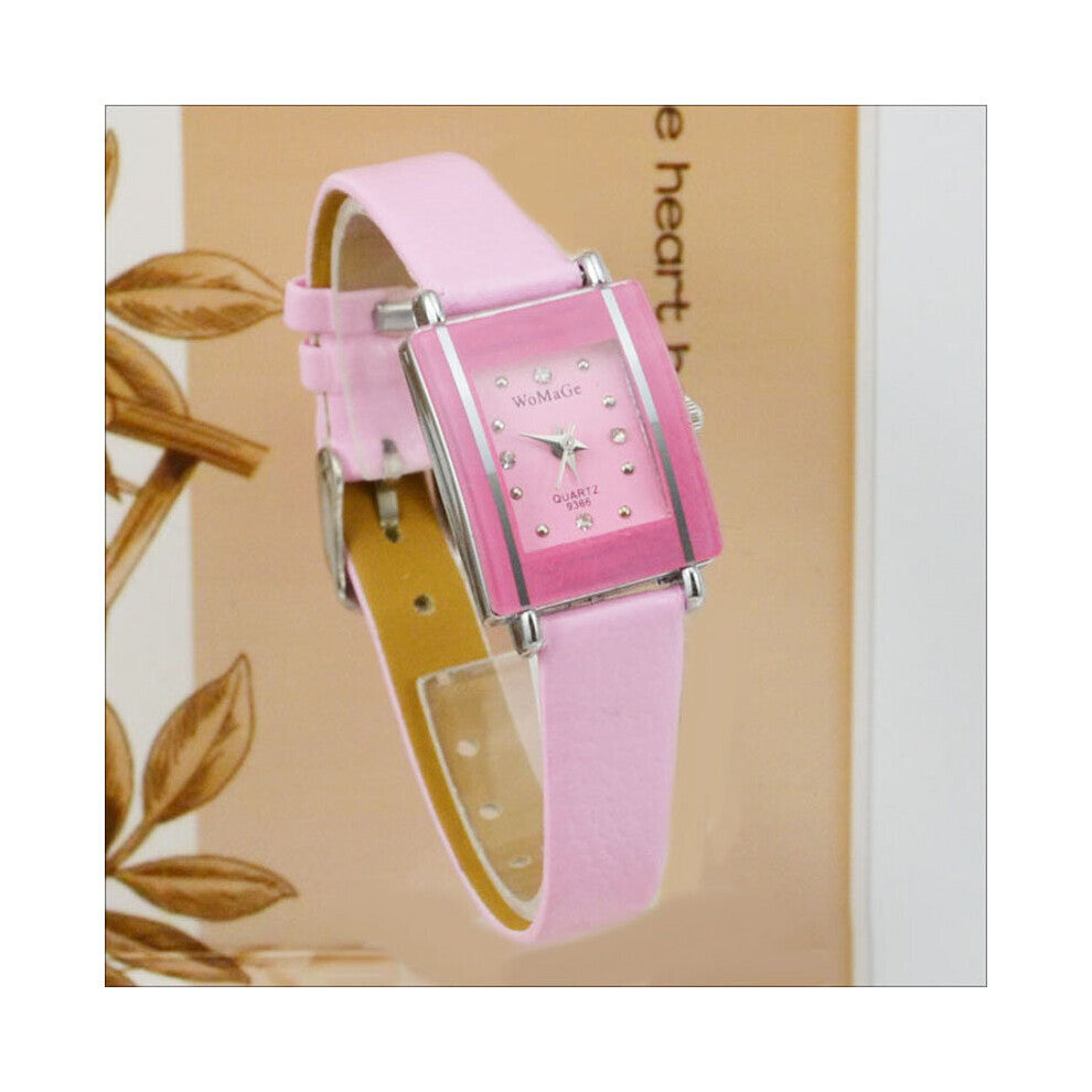 Womage Casual Leather Belt Analog Quartz Watch Women Dress Watch Wristwatch Rectangle Dial relogio feminino horloge dame