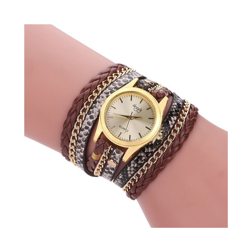 Leather Quartz Watch Women Ladies Casual Bracelet Wrist Watch Clock relogio feminino leopard braided female