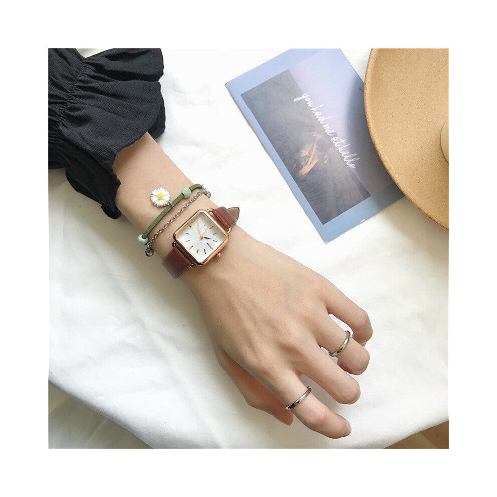 Minimalist Square Women Quartz Watches Qualities Ladies Leather Wristwatches Ulzzang Female Watch