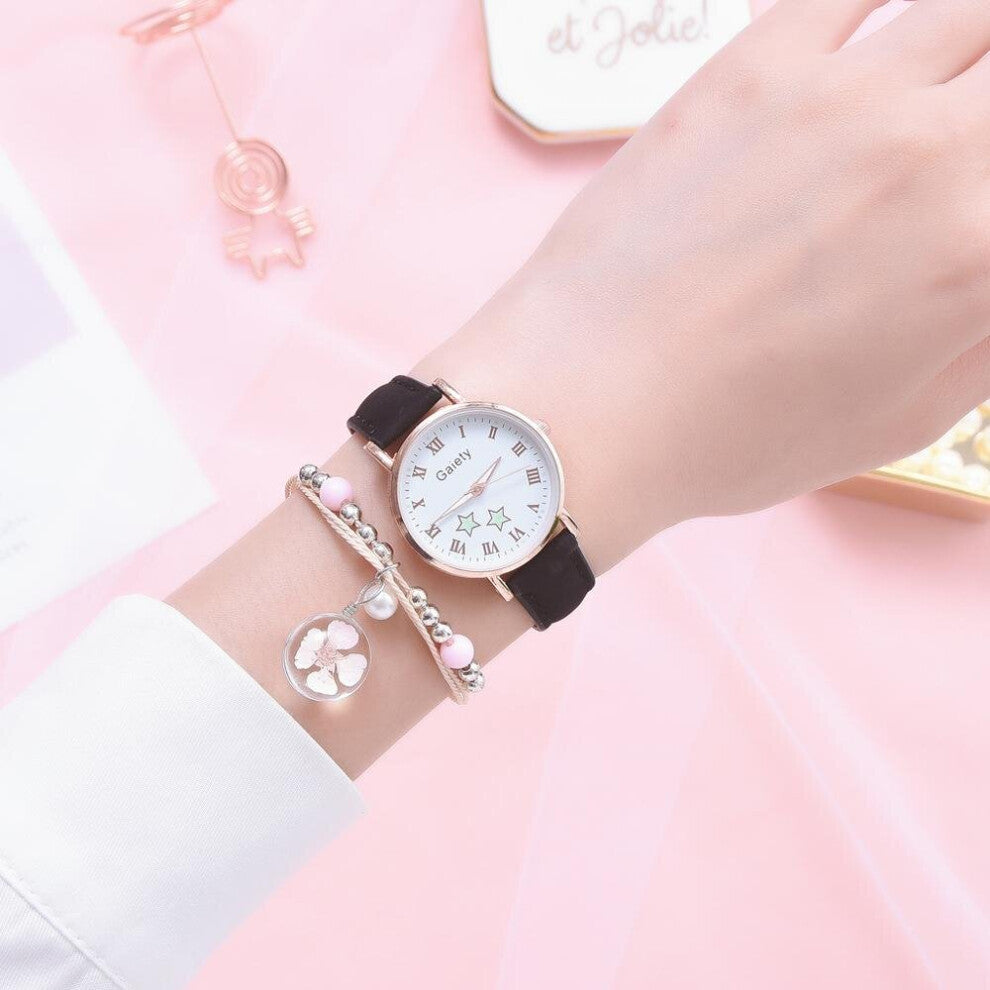 Styles Luminous Women Watches Casual Star Pattern Leather Watches For Women Small Dial Girl Ladies Quartz Pink Clock