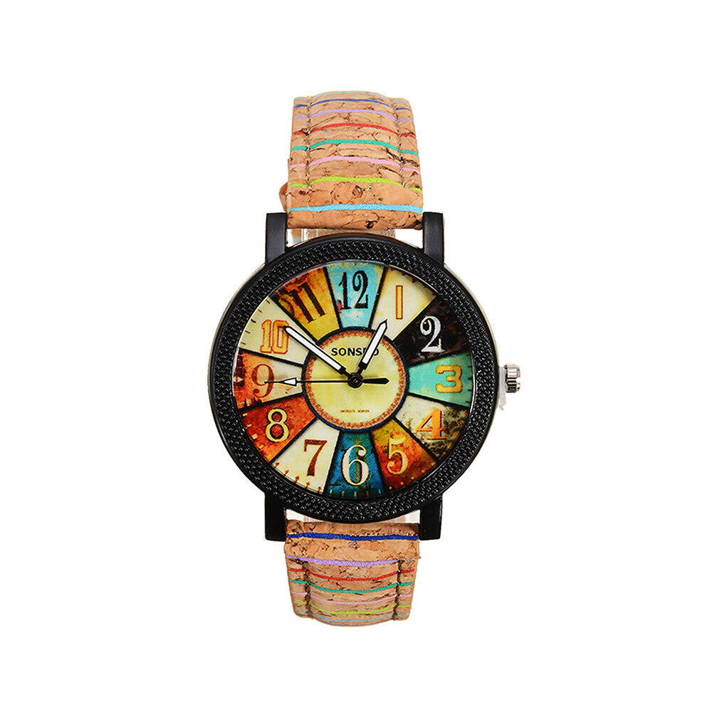Retro Compass Quartz Wristwatch Women Digital Sport Clock Stripe Leather Strap Femal Coffee Brown Quartz Wrist Watches