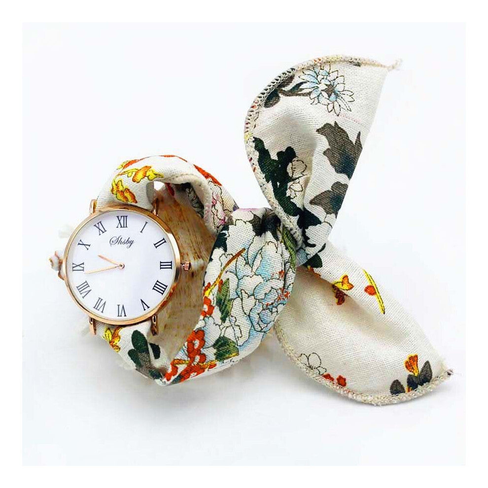 Shsby Ladies Flower Cloth Wristwatch Women Dress Watch Girl Casual Quartz Watch Fabric Clock Relogio Feminino