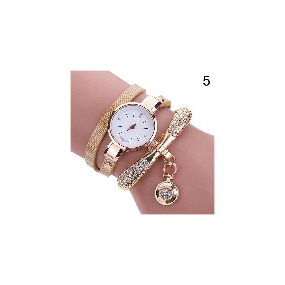 Ladies Watch Women Multilayer Rhinestone Round Pendant Quartz Bracelet Wrist Watch montre femme Ladies Dress Watches