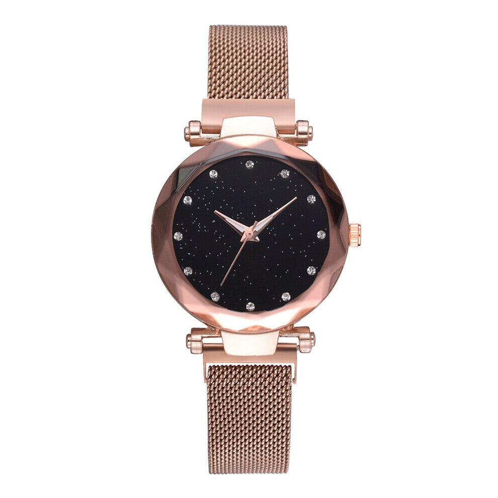 Top Watches Women bayan kol saati Magnet Buckle Starry Sky Quartz Watch For Ladies Rose Mesh Women Wristwatch