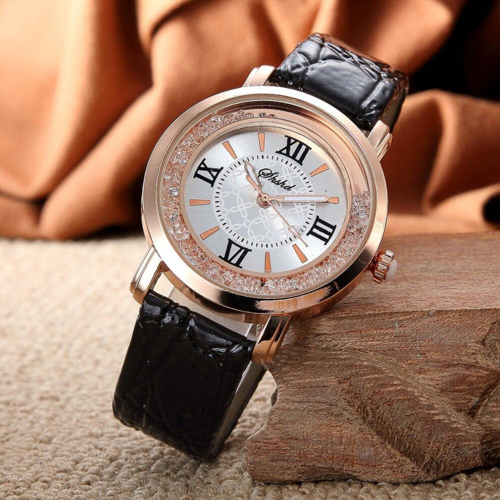Ladies Flowing Rhinestones Female Electronic Watch Female Student Leather Strap Female Casual Quartz Watch Female Watch