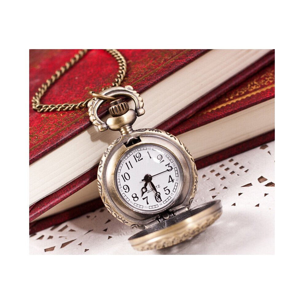 Hot Woman Vintage Retro Bronze Quartz Pocket Watch Pendant Chain Necklace Drop Shopping Reloj De Bolsillo Women Watches