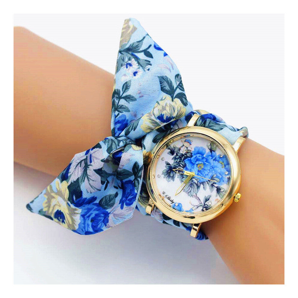 Shsby Women's Watches Floral Cloth Ladies Watches Flower Bracelet Clock Dress Wristwatch Relogio Feminino