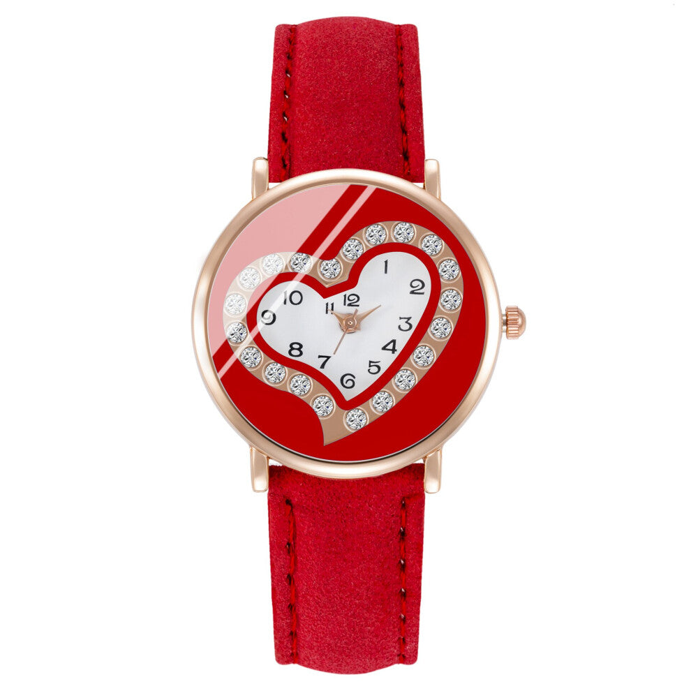 Women Watches Women's Casual Quartz Leather Band Watch Heart-Shaped Analog Wrist Watch Gift