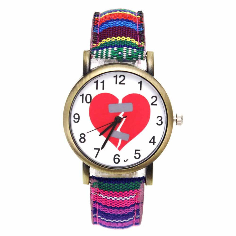Broken Heart Shape Creative Watches Men Women Watch Denim Strap Sport Watch Gift Love Valentine Jewelry