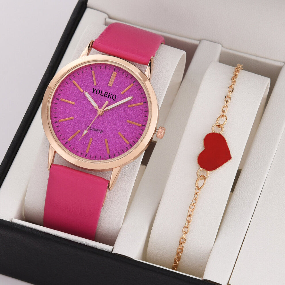 2pcs Set Women Watches Casual Ladies Quartz Wristwatches Leather Strap Watch Women Female Clock For Girl Gift