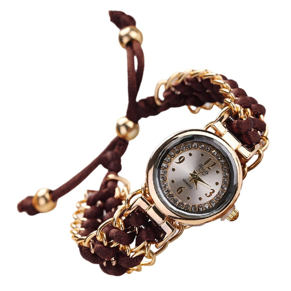 Lady Quartz Watch Dress Watches Bracelet Rhinestone Wristwatches Analog Wrist Watch