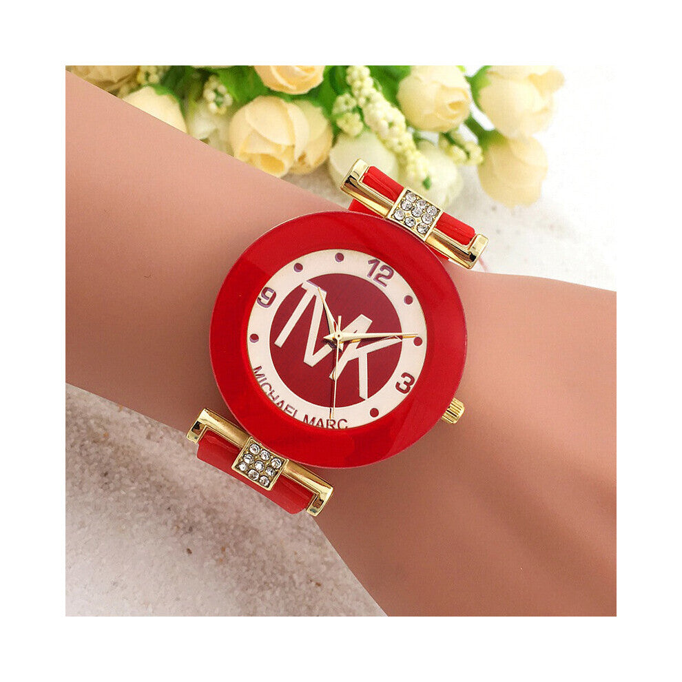 Famous Waterproof Watch For Women Red Silicone Diamond Digital Ladies Quartz Wrist Watches