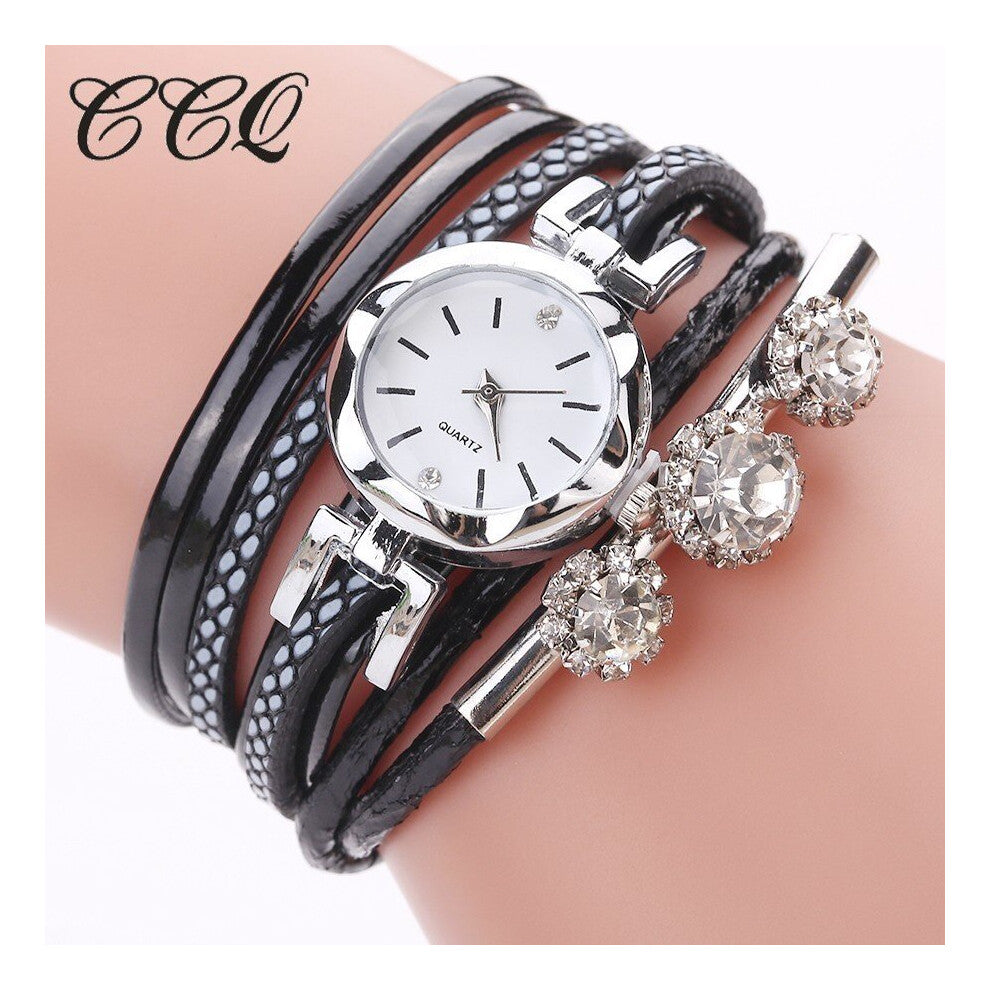Women Bracelet Rhinestone Quartz Watches Ladies Leather Dress Clock Vintage Watches Drop
