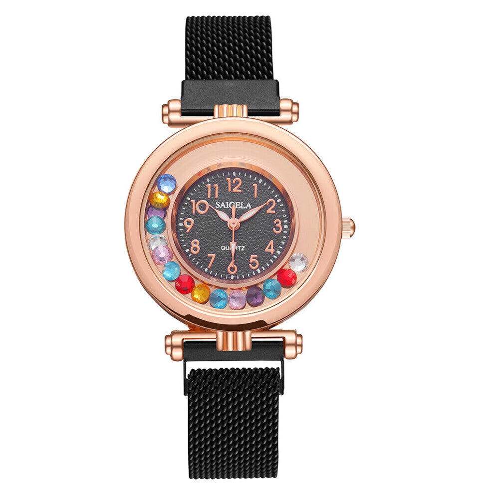 Hot Women Clorful Moving Diamond Watch Magnetic Quartz Arabic Numbers Wrist Watches Relogio Feminino
