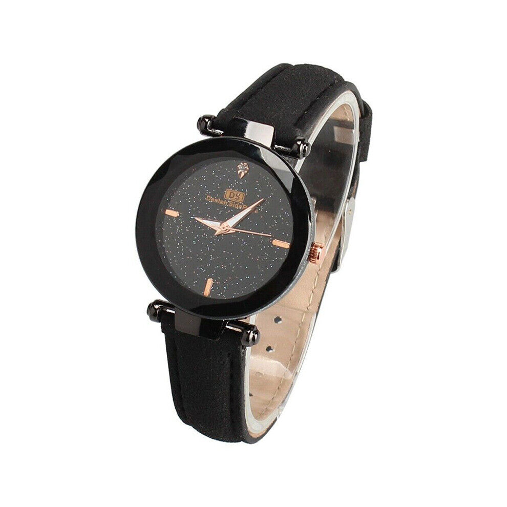1pc Women Leather Watch Quartz Round Wrist Watch Watches Stainless Steel Back Cover Wristwatches