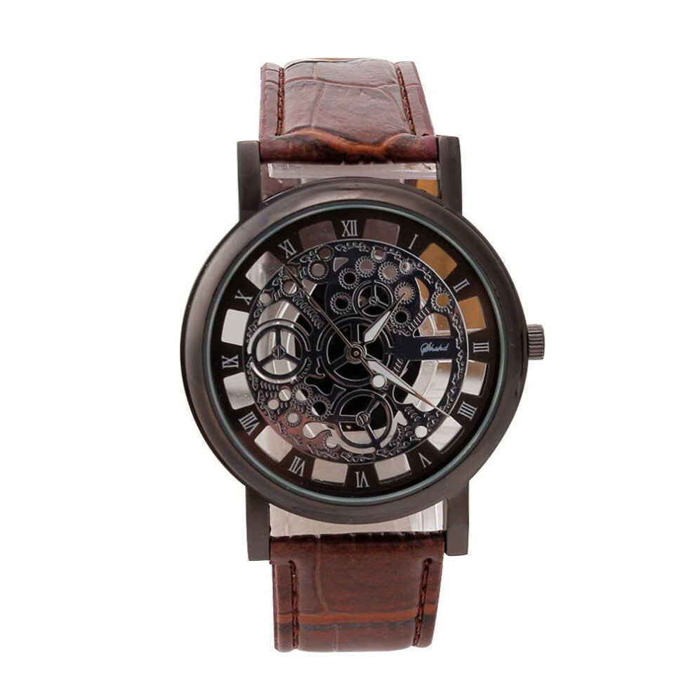 Women Leather Watches Unique Hollowed-out Stainless Steel Quartz Watch Waterproof Watch Relogio Feminino