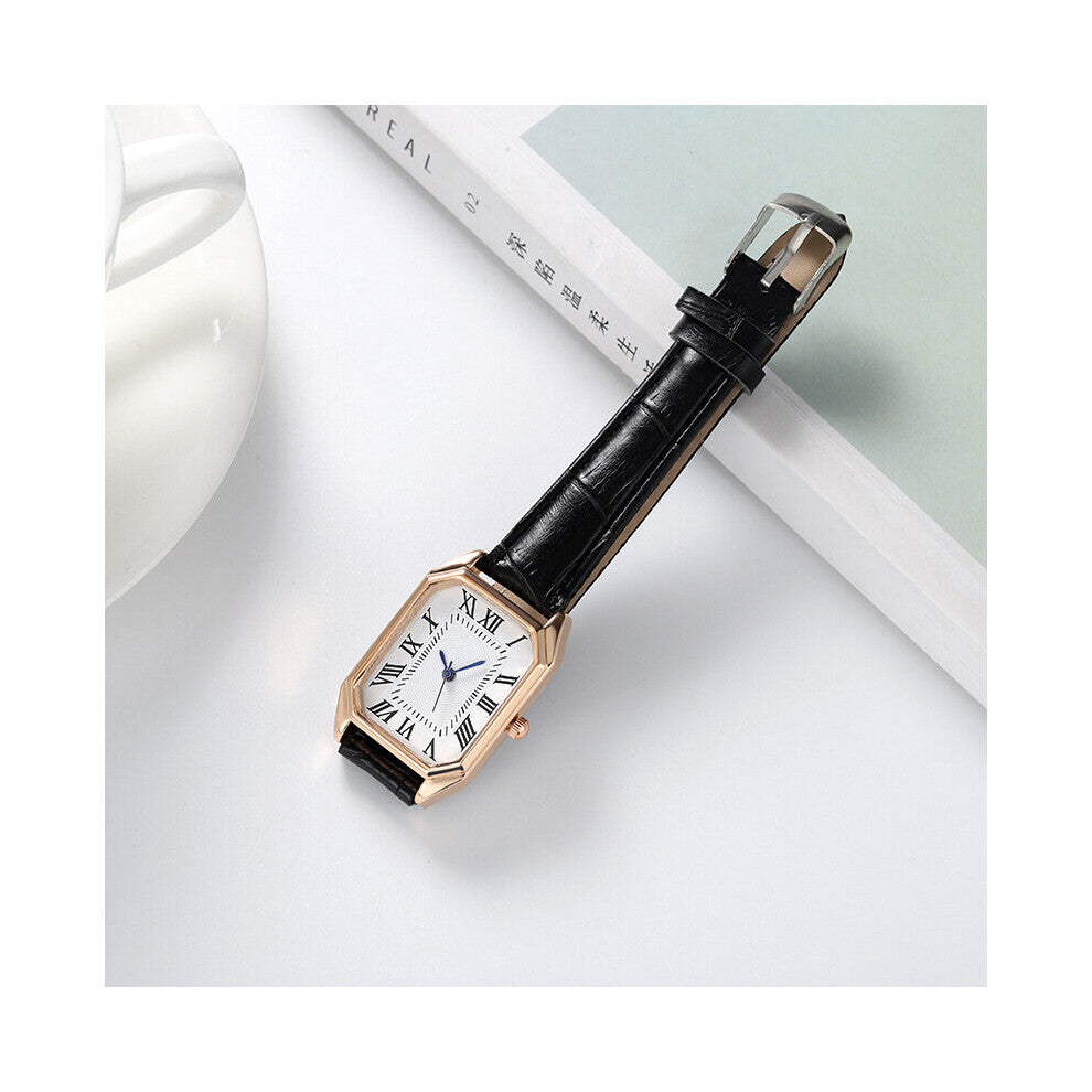 Retro Watches Classic Casual Quartz Dial Leather Strap Band Rectangle Clock Fashionable Wrist Watches for Women