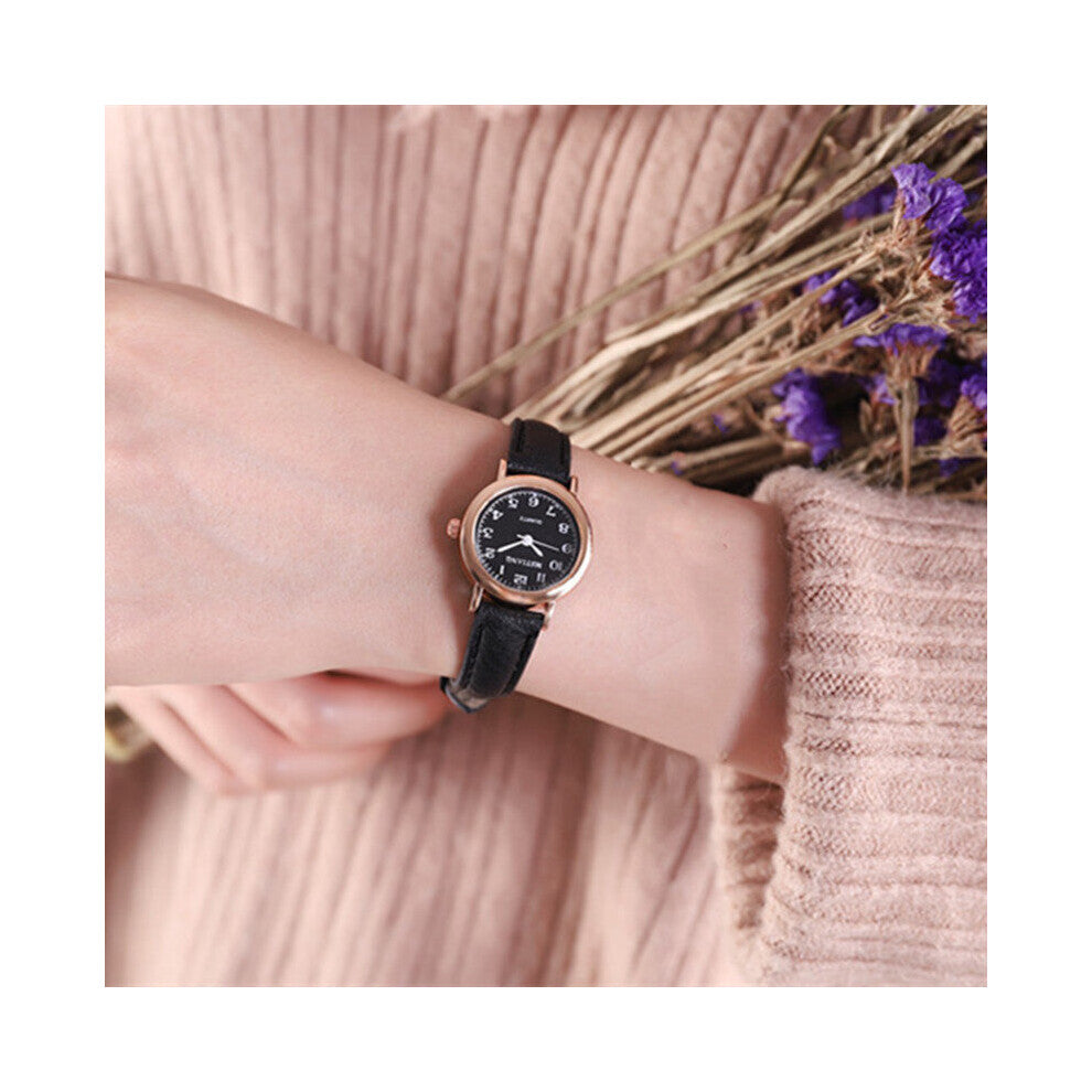 Vintage Leather Strap Women Student Girl Small Rose Watches Number Dial Ladies Quartz Clock Relogio Feminino