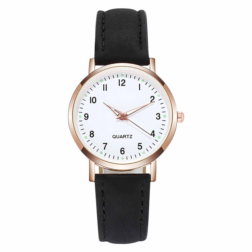 Watches For Women Ladies Diamond-studded Luminous Retro Watch Leather Strap Belt Digital Quartz Watch Montre