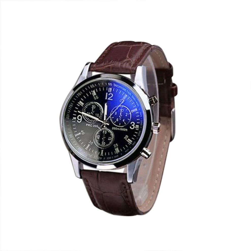 Hot Faux Leather Men's Ray Glass Quartz Analog Watches