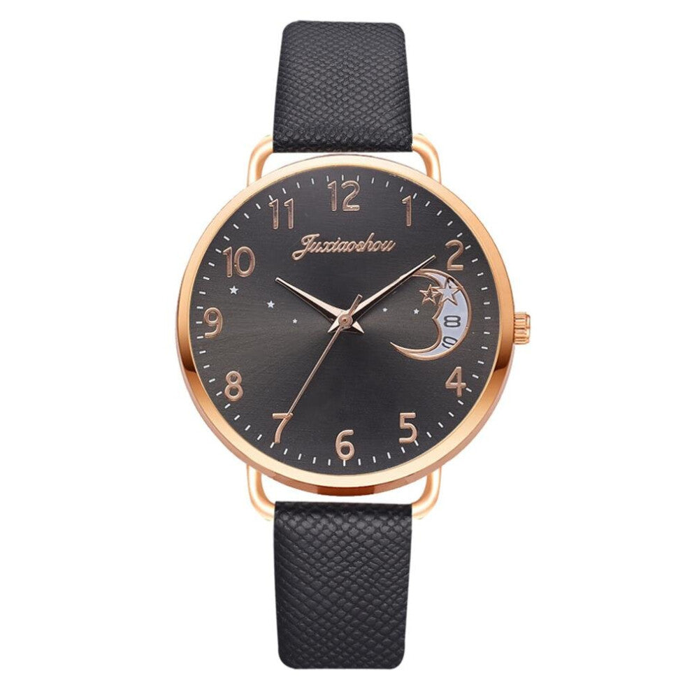 Moon Calendar Pattern Dial Band Ladies Watch Women Watches Bracelet set Casual Leather Quartz watch Wristwatch Clock