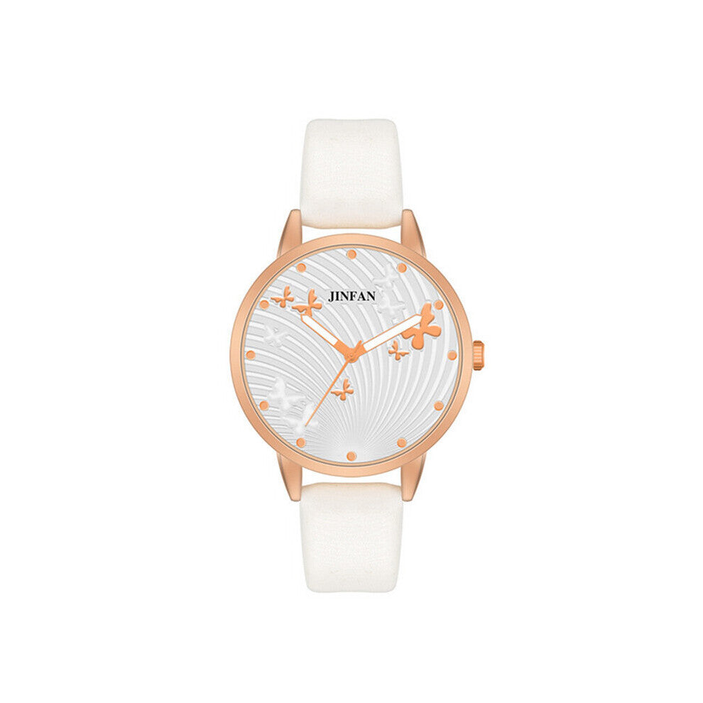 Female Dress Wristwatches Classical Printed Butterfly Women Watches Ladies Leather Quartz Set Watch