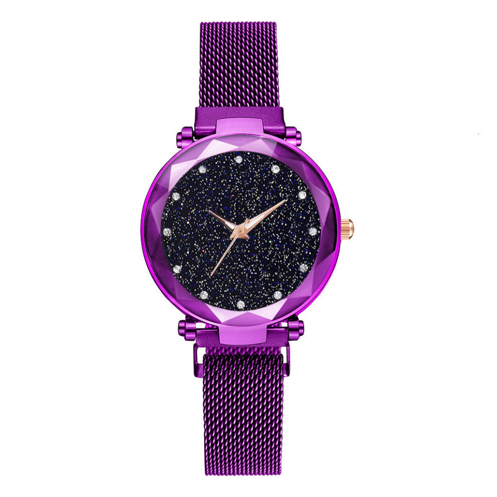 Hot Women Mesh Magnet Buckle Starry Sky Watch Casual Women Geometric Surface Quartz Watches Relogio Feminino