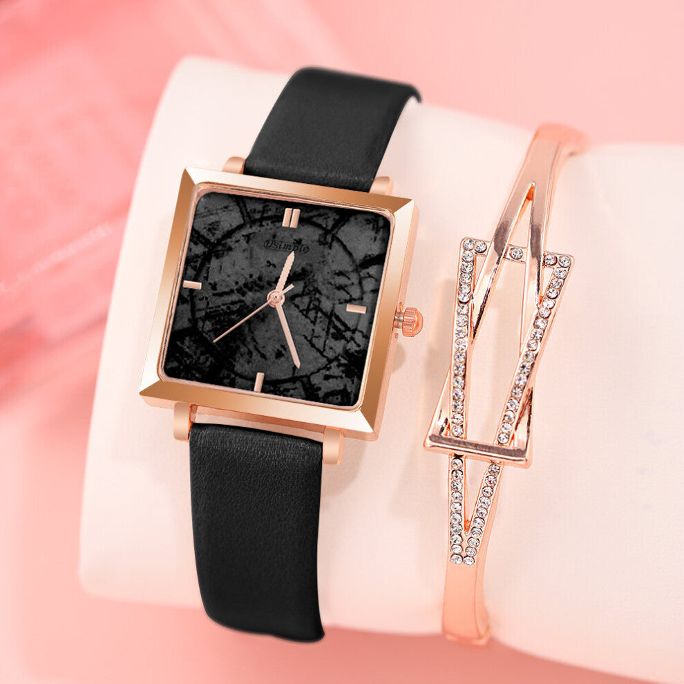 Casual Watch for Women Leather Belt Clock Ladies' Formal Watches & Bracelet Set montre femme