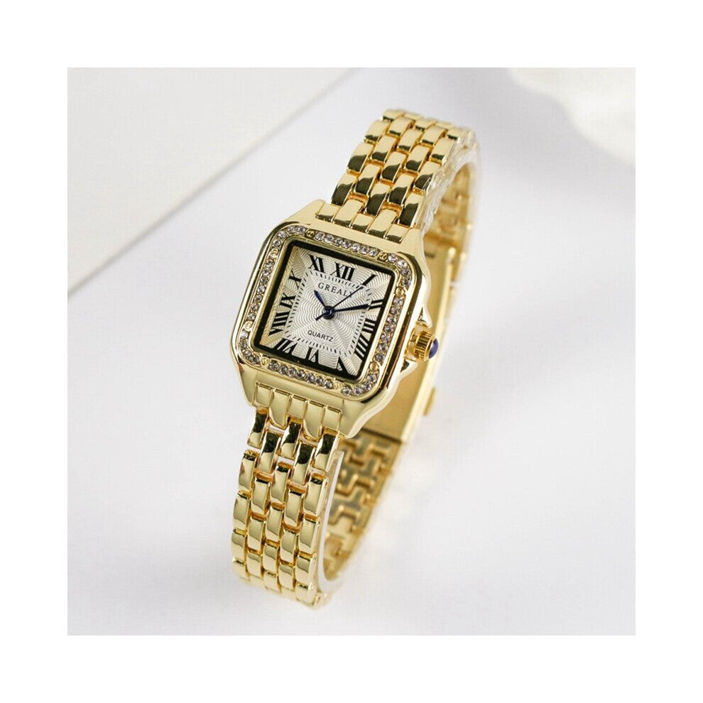 Women's Square Watches Ladies Quartz Wristwatch Classic Silver Femme Steel Band Clock Zegarek Damski