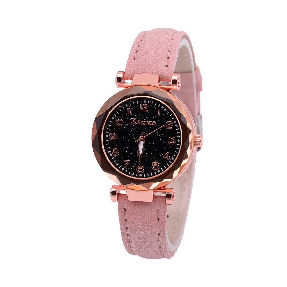 Women's Starry Sky Bright Watches Women Quartz Watch Ladies Pink Leather Belt Watch relogio feminino