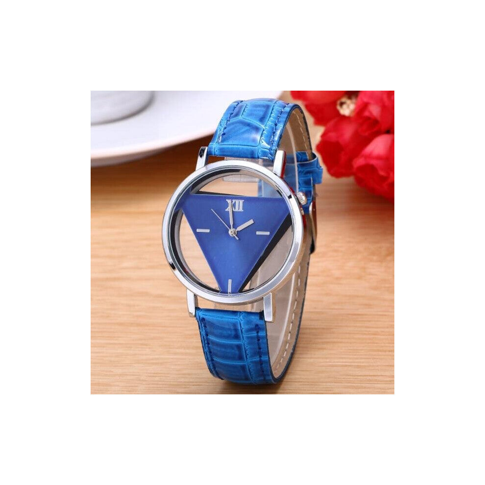 Women Watches Triangular Unique Hollowed Dial Quartz Watches Leather Mannen Horloge