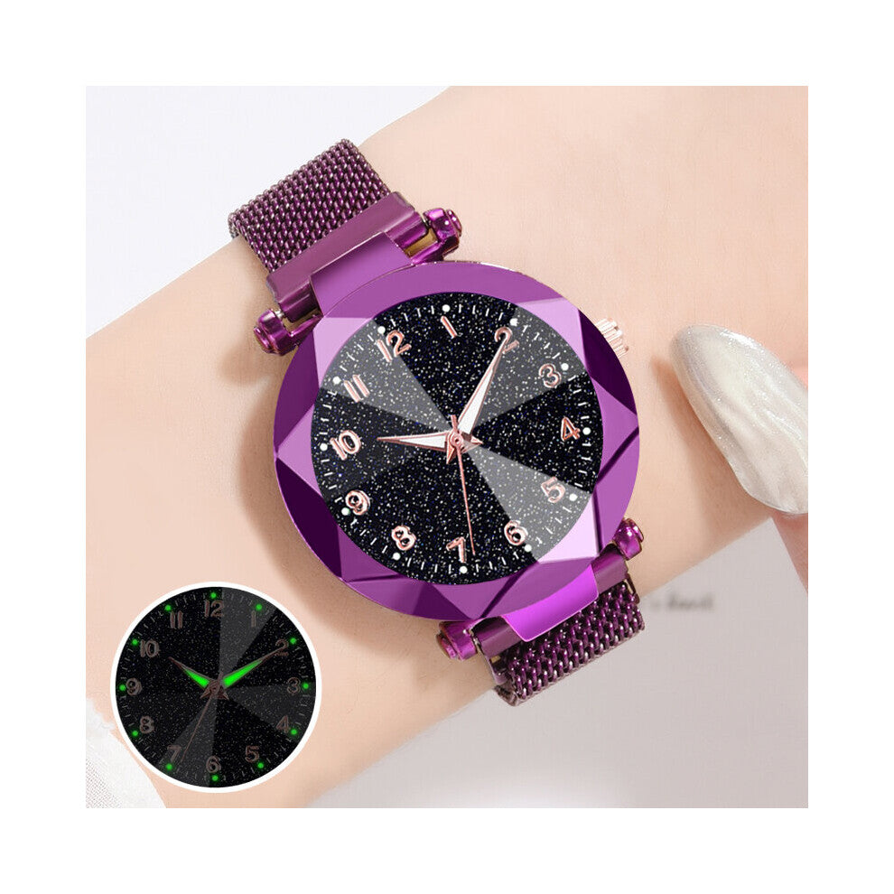 Bracelet Quartz Stainless Steel Illuminate Magnet Watch Women Starry Sky Wrist Watch Ladies Dress Clock Women's Watches