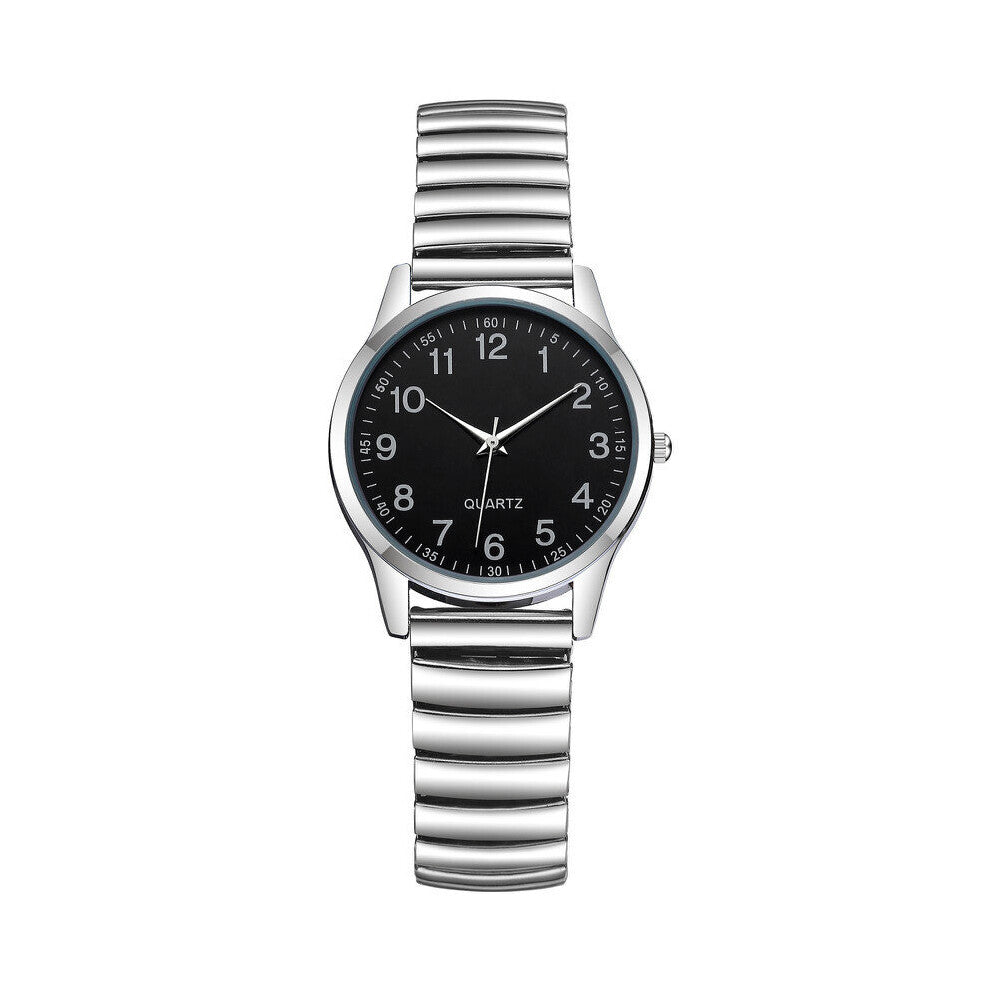 Watches Arabic Numerals Stainless Steel Elastic Band Men Women Wrist Watch Couple's Clock