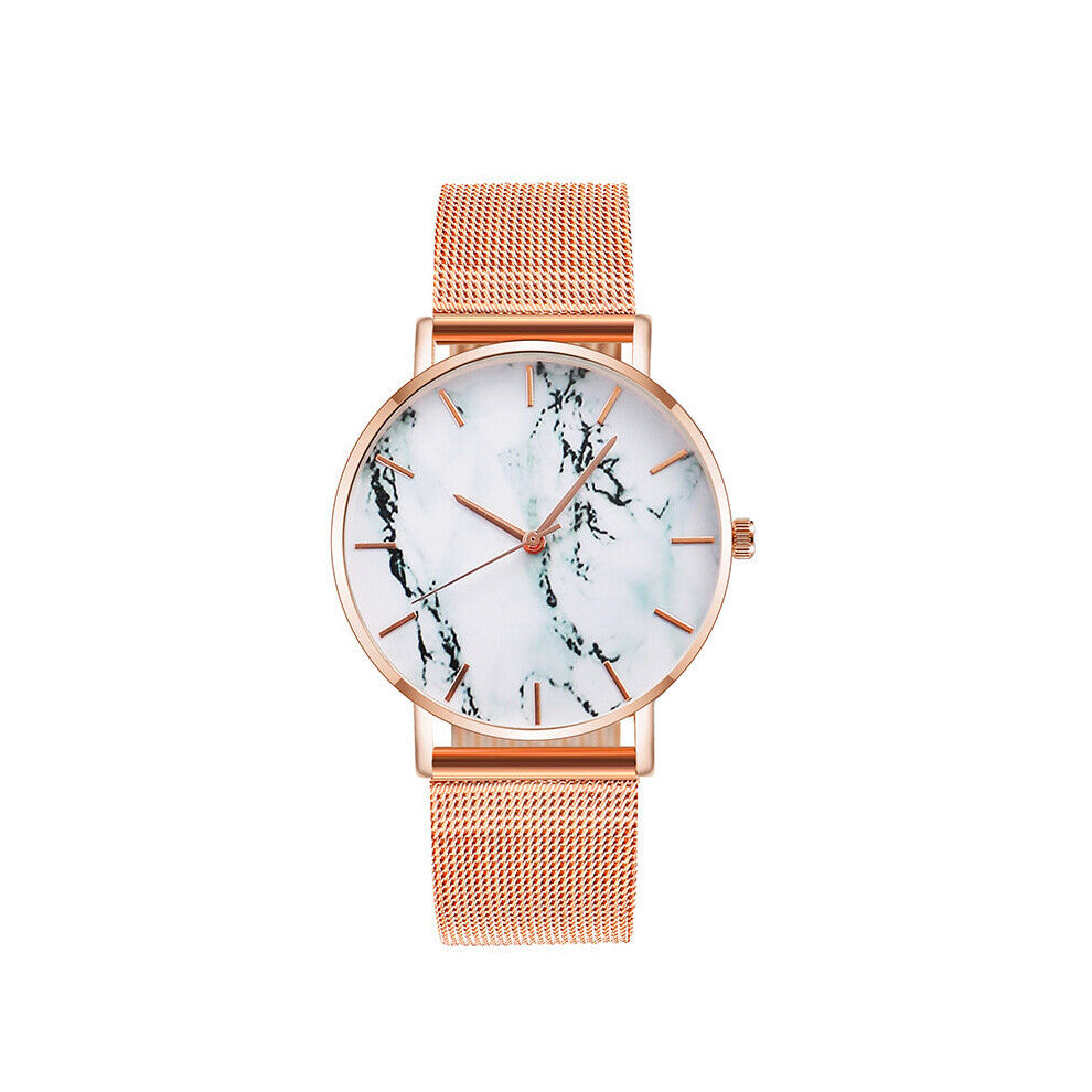 Rose Women Watches Mesh Band Creative Marble Dial Female Wrist Watch Couple Relogio Feminino Montre