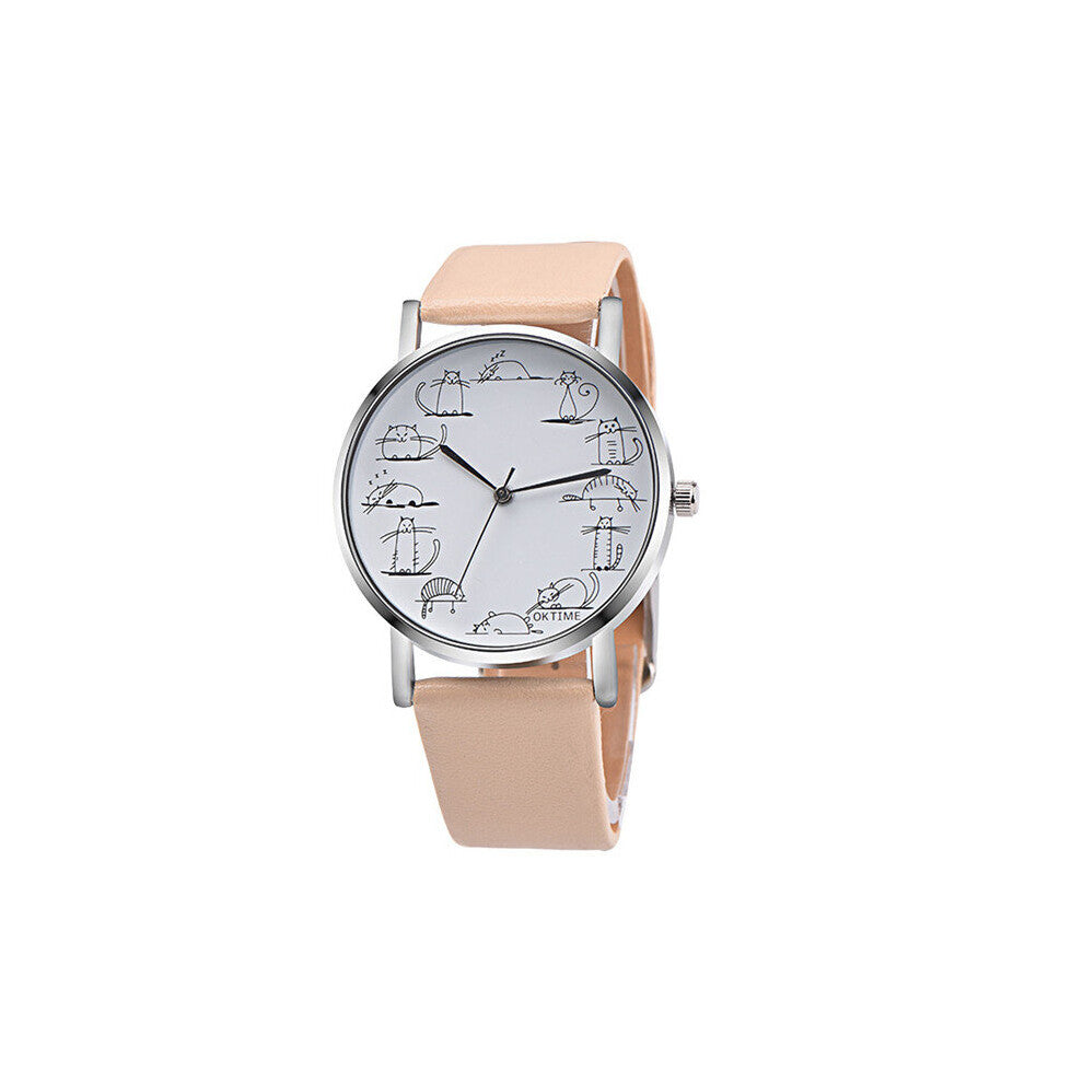 Watch Women Watches Relogio Feminino Lovely Cartoon Cat Leather Analog Quartz Female Clock montre femme