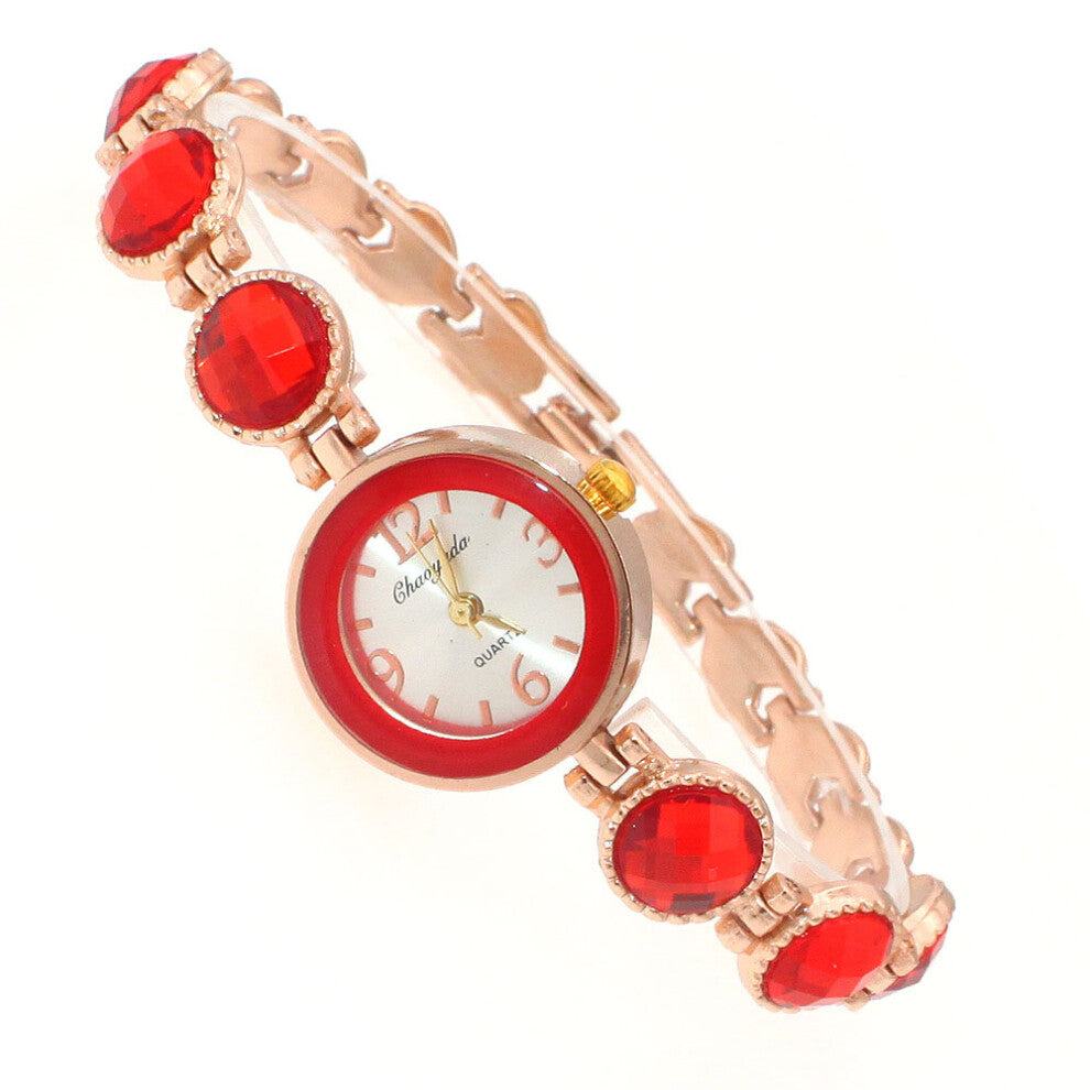 Stones Crystal Stones Women Watches Ladies Girl Stainless Steel Dress Wristwatch O72