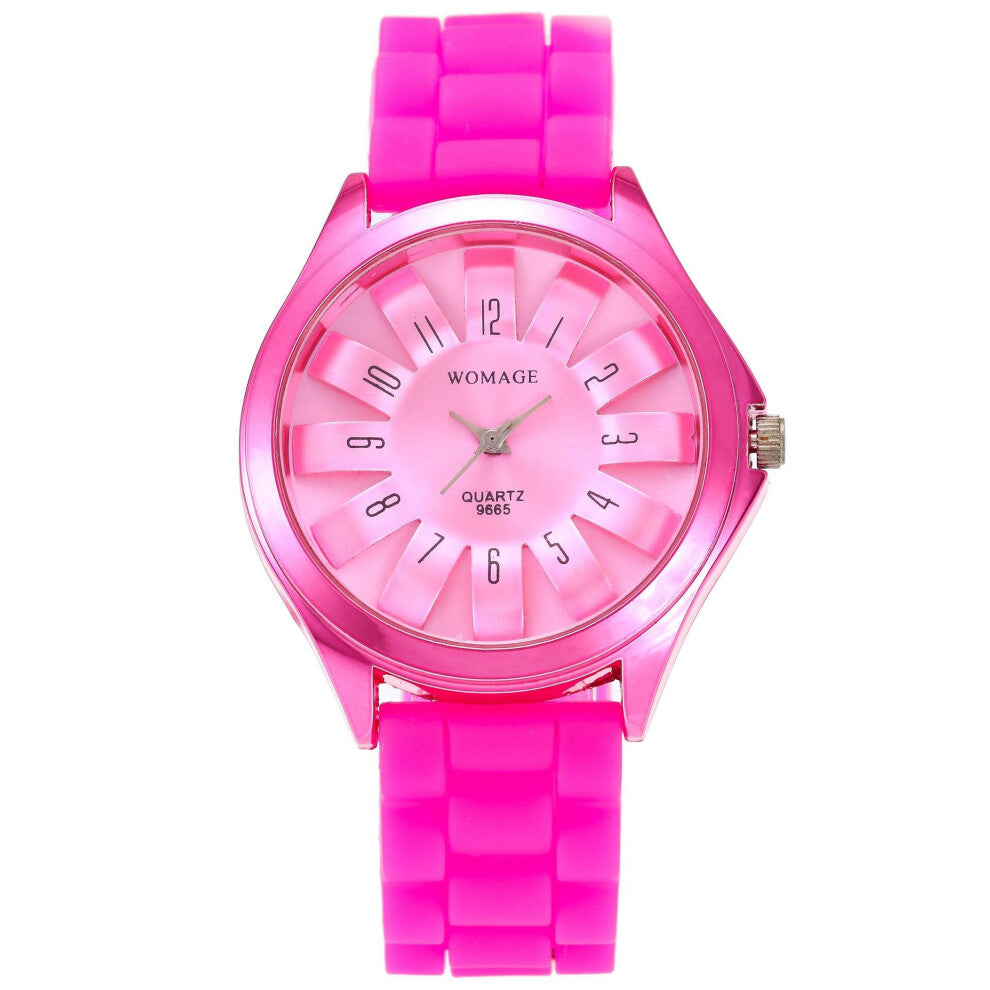 Womage Women Dress Watches Top Steel Floral Chrysanthemum Dial Lady Rubber Jelly Band Gift Relogio Feminino