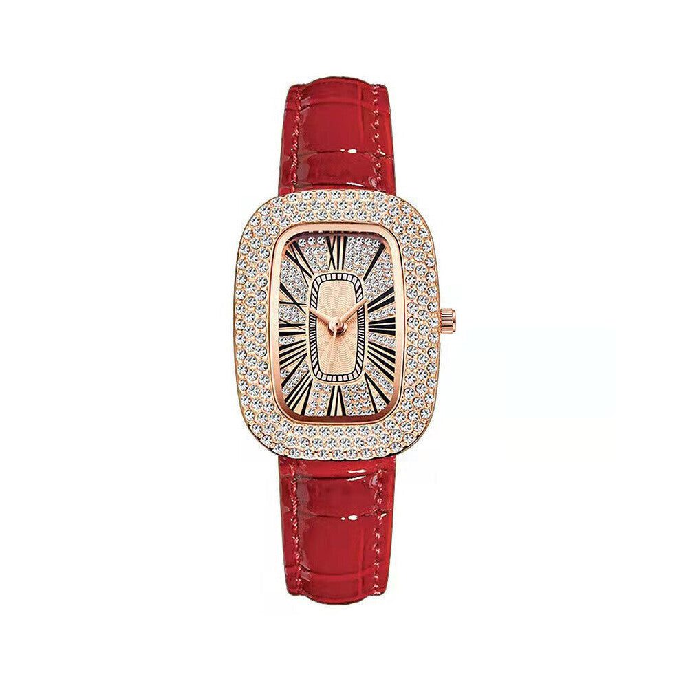 Relogio Feminino Oval Watch Women Green Watches Crystal Case Leather Band Quartz Wristwatches Ladies