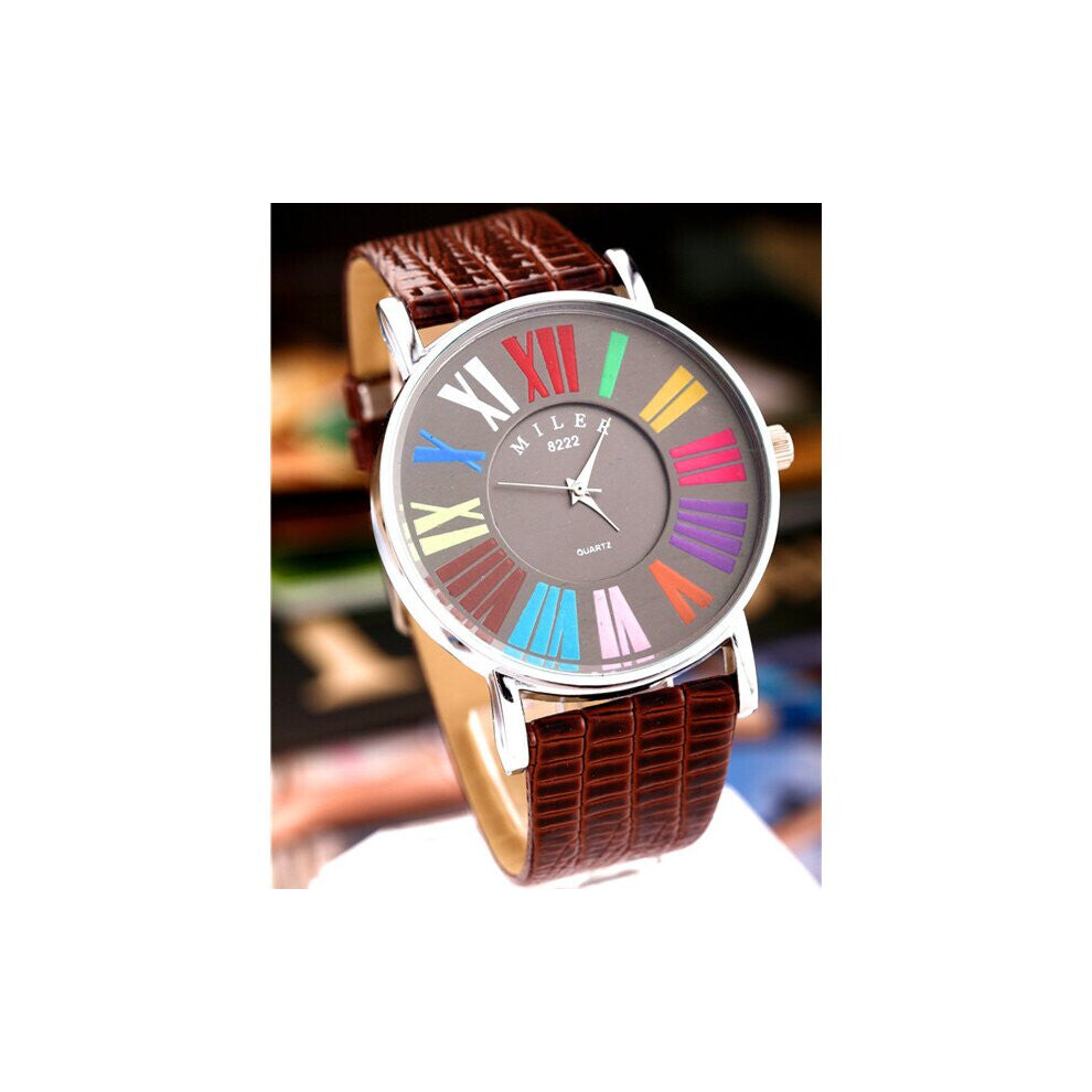 Miler Women Watches Big Numbers Watches Leather Band Quartz Wristwatches Casual Ladies Watches Relogio Feminino