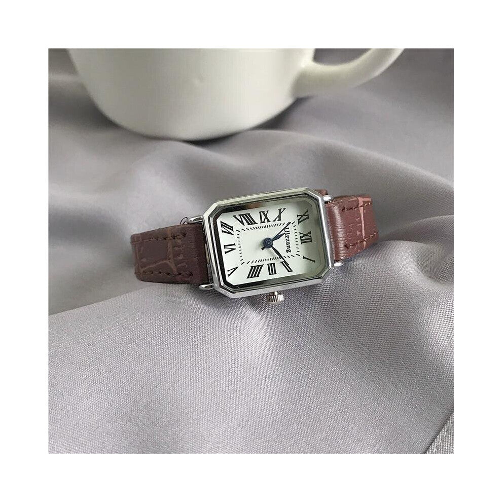 Retro Watches Classic Casual Quartz Dial Leather Strap Band Rectangle Clock Fashionable Wrist Watches for Women