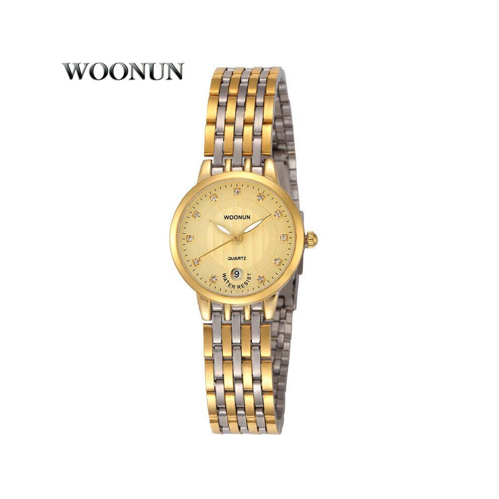 WOONUN Silver Steel Band Rhinestone Crystal Quartz Watches For Women Famale Clock Thin Women Watches Hodinky Women