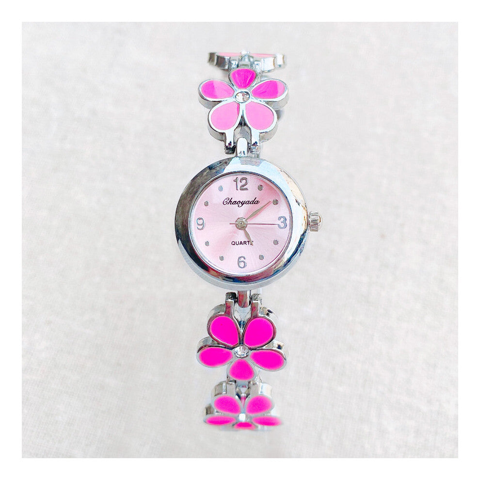 Watch Women Girl Flower Style Metal Alloy Band Quartz Bracelet Wrist Watches 944